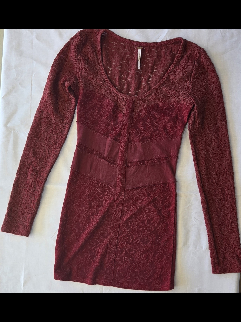 Free People Burgandy Fall Bodycon  Mini Dress Whimsigoth Y2k Vamp Maxxlayering